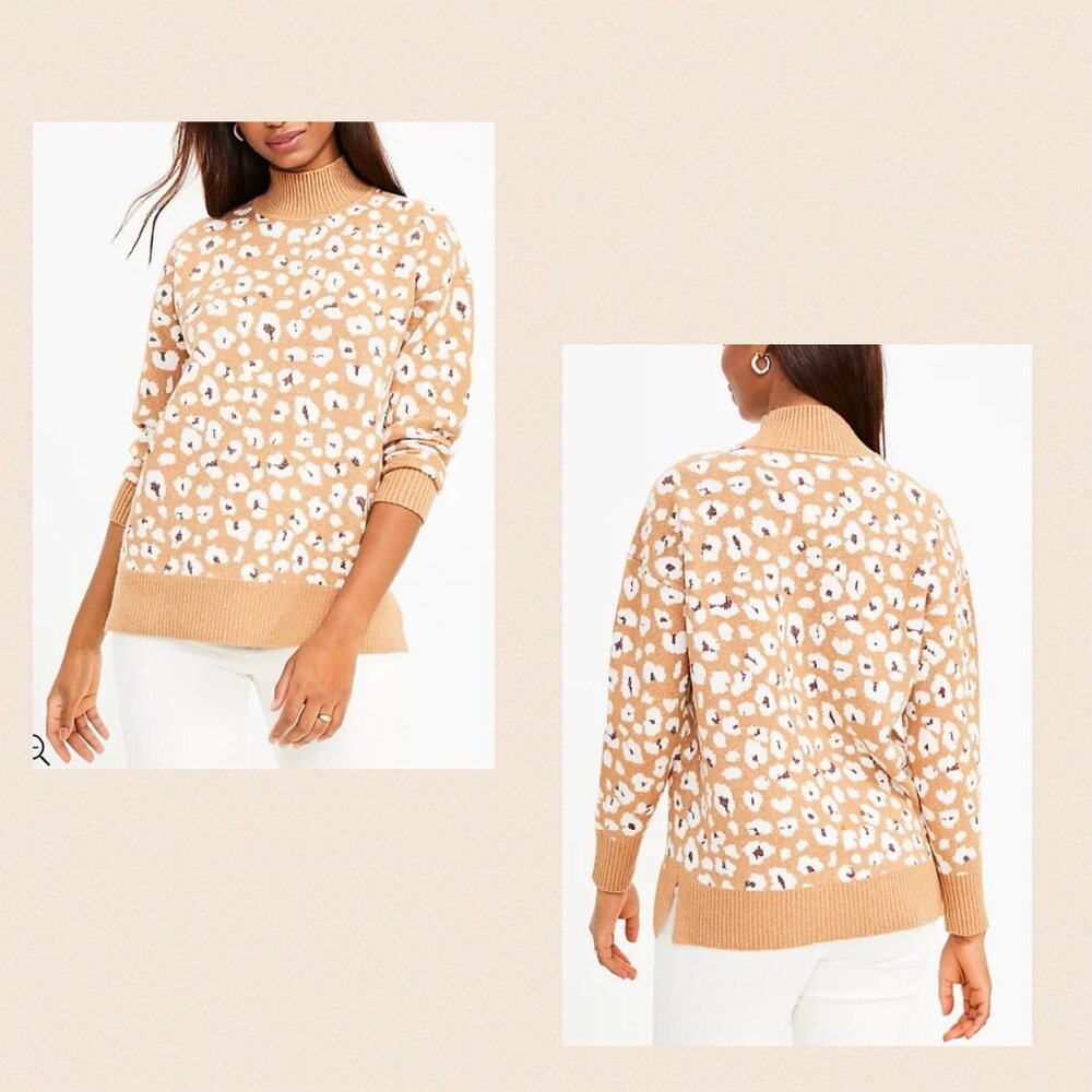 LOFT  Small Petite Leopard Print Turtleneck Tunic SweaterI’m